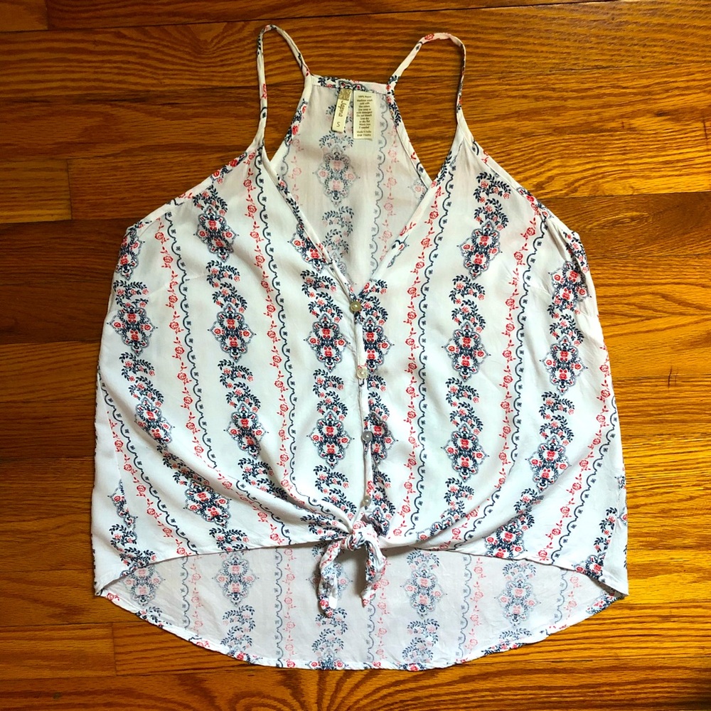 High-low Tie Front Tank Top